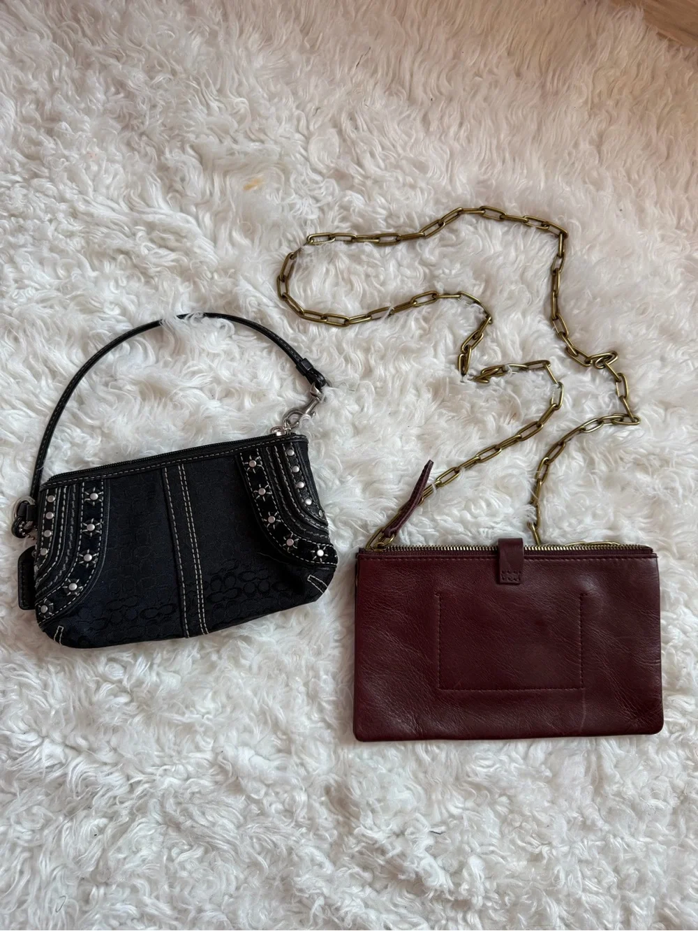 Coach & Madewell Black Wristlet and Burgundy Leather Purse Bundle
